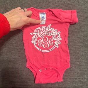 Rabbit Skins Pink Floral Monogram Onesie